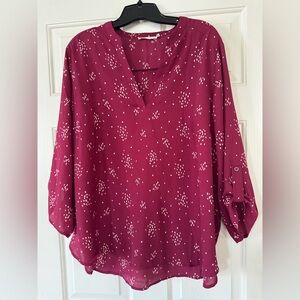 Lush Maroon Patterned Blouse women’s 2x
